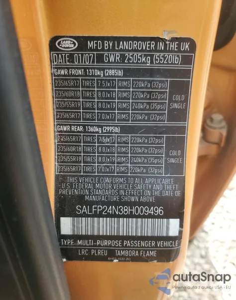 2008 Land Rover Lr2 Se z USA, uszkodzony, nr VIN SALFP24N38H009496